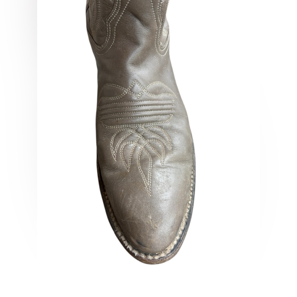 Nocona Womens Vintage grayish Leather Western Boots with Stitch Detail sz 7 used - Picture 6 of 12